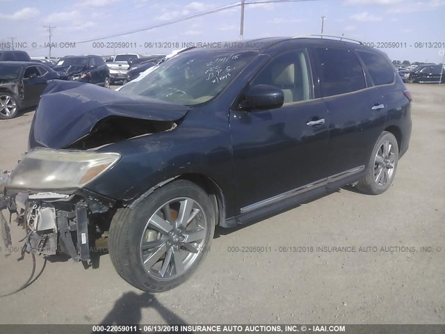 5N1AR2MN9EC616096 - 2014 NISSAN PATHFINDER S/SV/SL/PLATINUM 蓝色 照片 2