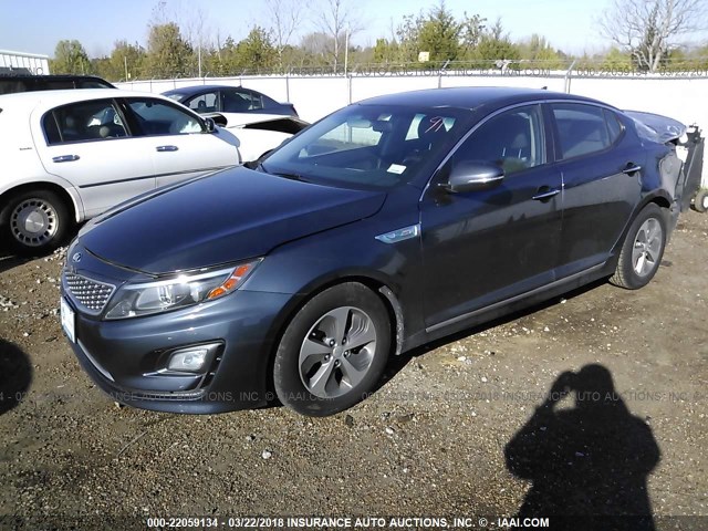 KNAGM4AD3E5064195 - 2014 KIA OPTIMA HYBRID BLUE photo 2