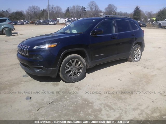 1C4PJLCS1EW139942 - 2014 JEEP CHEROKEE LATITUDE Dark Blue photo 2