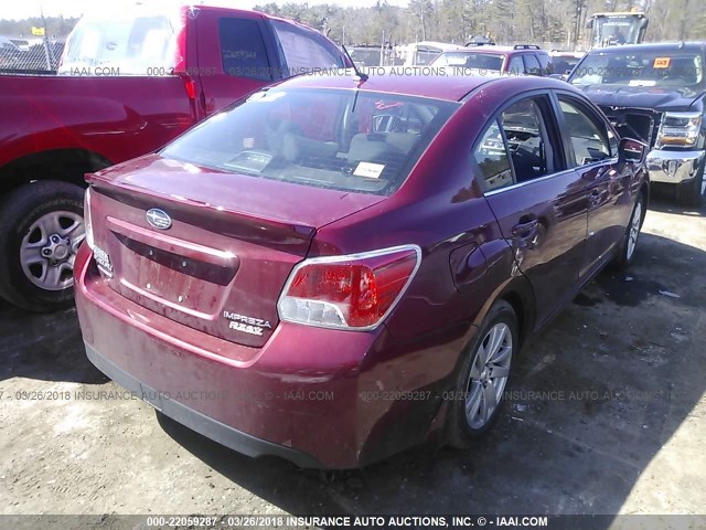 JF1GJAB67GH021089 - 2016 SUBARU IMPREZA PREMIUM BURGUNDY photo 4