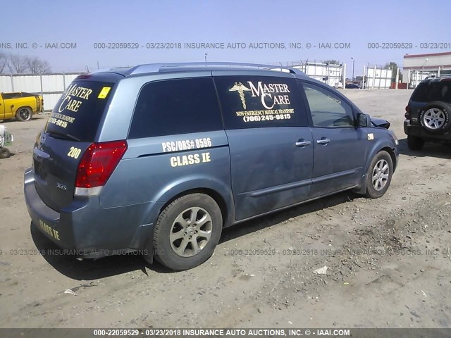 5N1BV28U88N106672 - 2008 NISSAN QUEST S/SE/SL BLUE photo 4