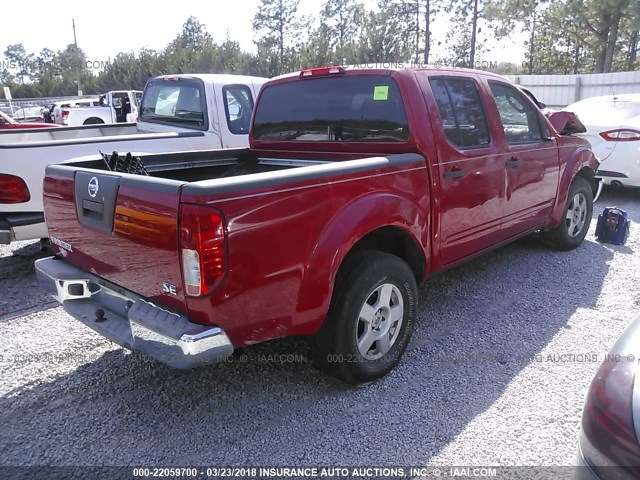 1N6AD07U76C446040 - 2006 NISSAN FRONTIER CREW CAB LE/SE/OFF ROAD RED photo 4