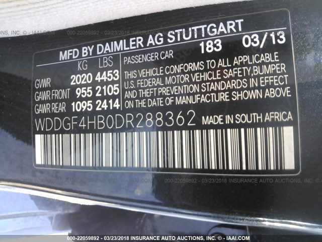 WDDGF4HB0DR288362 - 2013 MERCEDES-BENZ C 250 BLACK photo 9