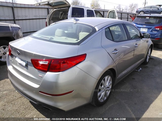 5XXGM4A76EG326896 - 2014 KIA OPTIMA LX SILVER photo 4