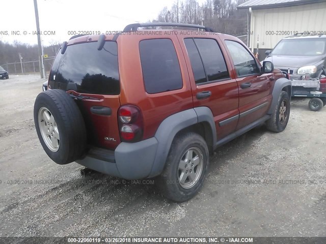 1J4GL48K05W602687 - 2005 JEEP LIBERTY SPORT ORANGE photo 4