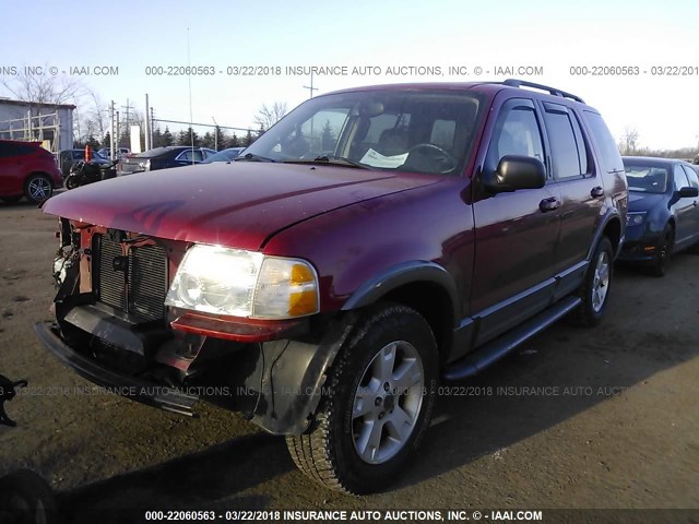 1FMZU73K73ZA21439 - 2003 FORD EXPLORER XLT/XLT SPORT/NBX BURGUNDY photo 2