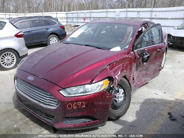 3FA6P0G77DR112654 - 2013 FORD FUSION S RED photo 2
