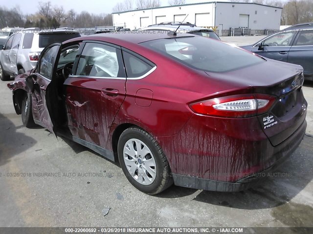 3FA6P0G77DR112654 - 2013 FORD FUSION S RED photo 3