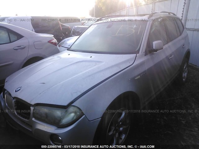 WBXPC93477WF22260 - 2007 BMW X3 3.0SI SILVER photo 2