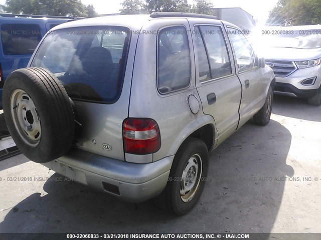 KNDJB723115689808 - 2001 KIA SPORTAGE SILVER photo 4