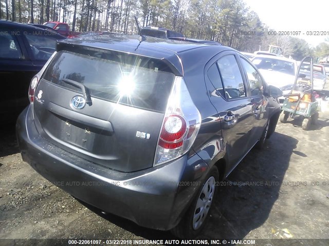 JTDKDTB3XC1510649 - 2012 TOYOTA PRIUS C GRAY photo 4