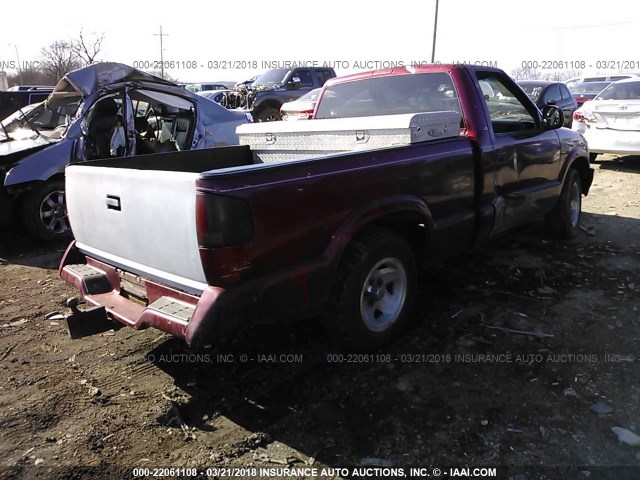 1GCCS1449VK153790 - 1997 CHEVROLET S TRUCK S10 MAROON photo 4