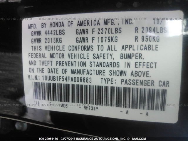 19UUB1F54FA006683 - 2015 ACURA TLX TECH 黑色 照片 9