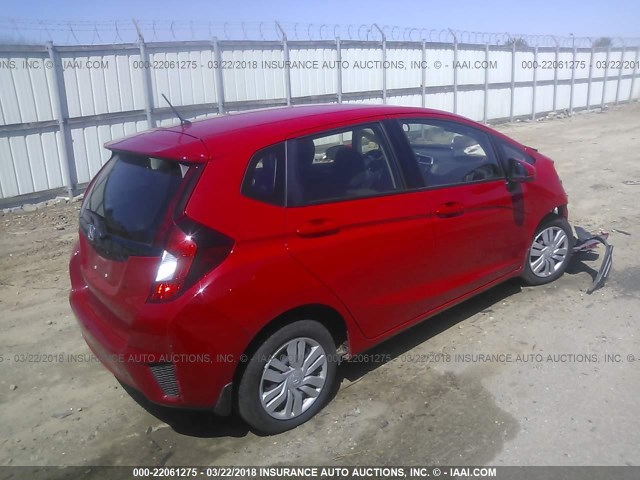 JHMGK5H59HS021174 - 2017 HONDA FIT LX RED photo 4