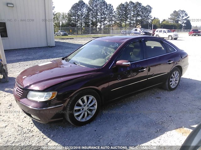 KMHFC46F48A318449 - 2008 HYUNDAI AZERA SE/LIMITED MAROON photo 2