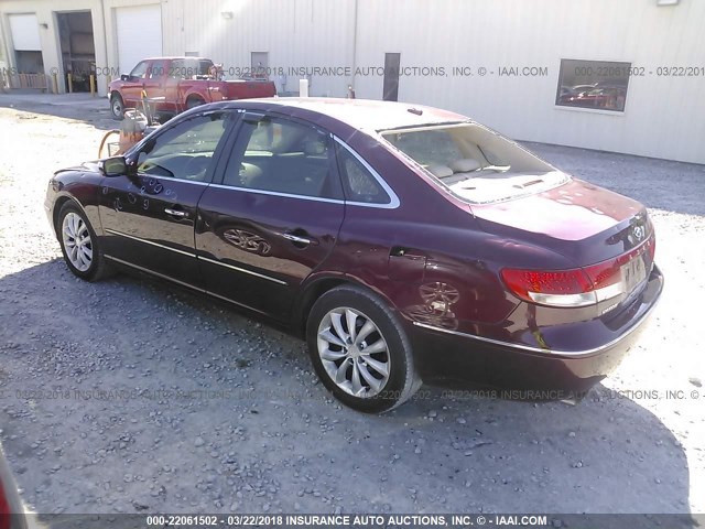 KMHFC46F48A318449 - 2008 HYUNDAI AZERA SE/LIMITED MAROON photo 3