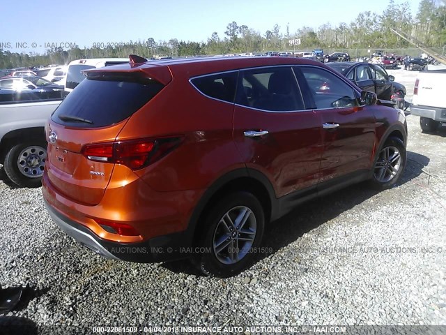 5XYZT3LB9HG392401 - 2017 HYUNDAI SANTA FE SPORT  ORANGE photo 4