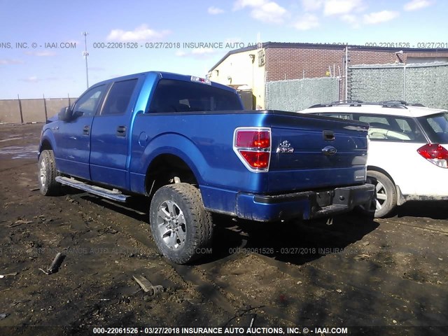 1FTFW1EF2EFA15387 - 2014 FORD F150 SUPERCREW BLUE photo 3