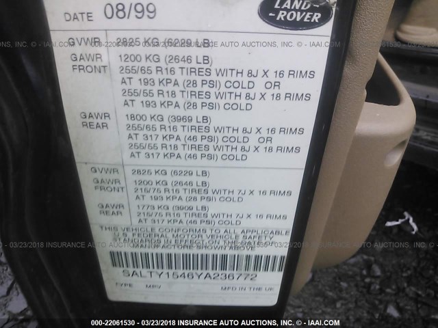 SALTY1546YA236772 - 2000 LAND ROVER DISCOVERY II  ლურჯი ფოტო 9