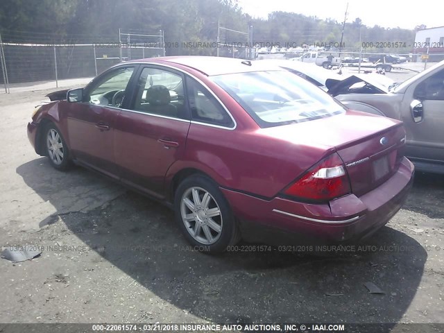 1FAHP25167G149872 - 2007 FORD FIVE HUNDRED LIMITED RED photo 3