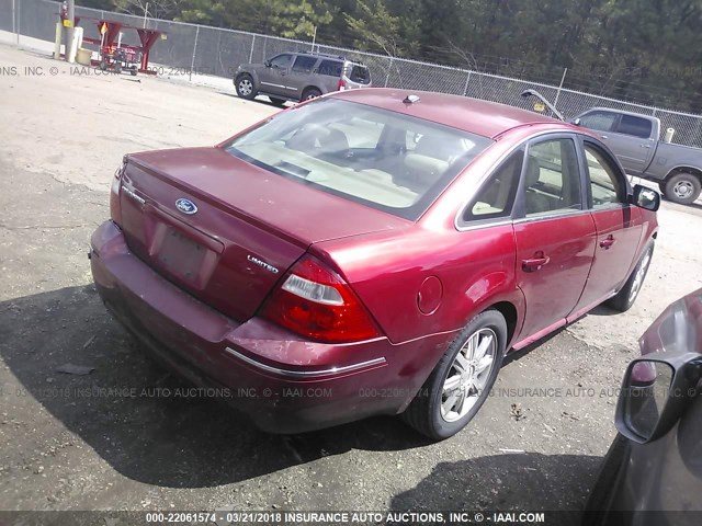 1FAHP25167G149872 - 2007 FORD FIVE HUNDRED LIMITED RED photo 4