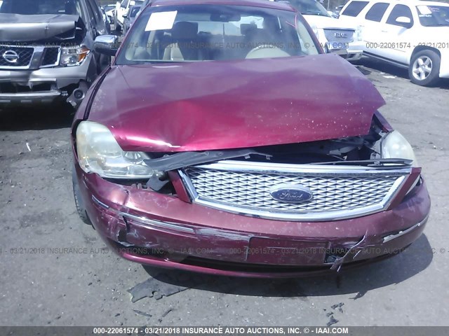 1FAHP25167G149872 - 2007 FORD FIVE HUNDRED LIMITED RED photo 6