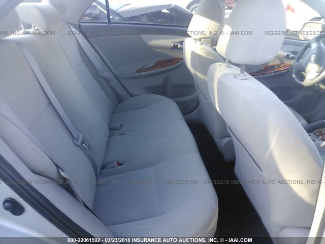 1NXBU4EE0AZ251373 - 2010 TOYOTA COROLLA S/LE/XLE SILVER photo 8