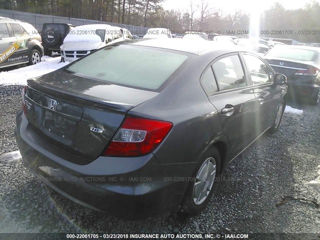 2HGFB2F63CH517872 - 2012 HONDA CIVIC HF GRAY photo 4