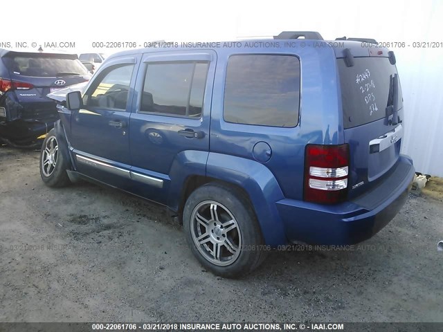 1J4PP5GK9AW136618 - 2010 JEEP LIBERTY LIMITED BLUE photo 3