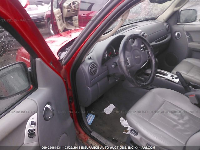 1J4GL58K65W544574 - 2005 JEEP LIBERTY LIMITED RED photo 5