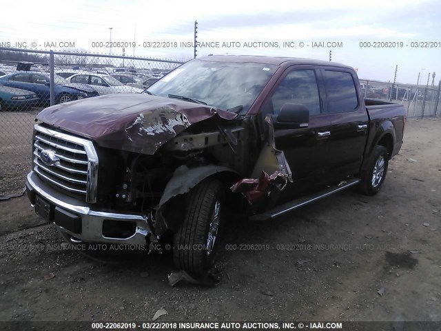 1FTEW1EP8FKF20685 - 2015 FORD F150 SUPERCREW MAROON photo 2