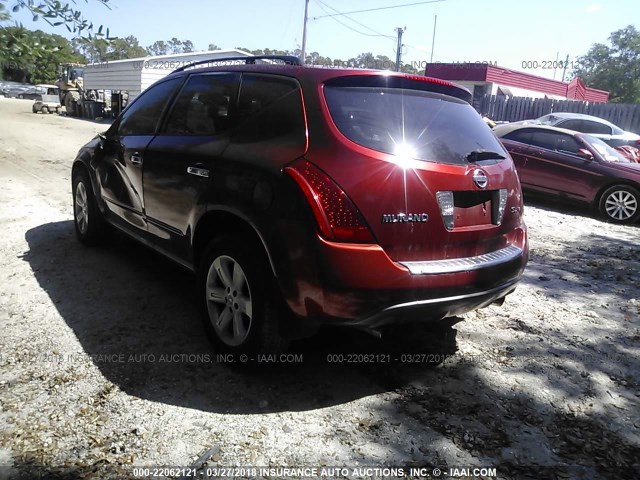 JN8AZ08W96W523692 - 2006 NISSAN MURANO SL/SE/S RED photo 3