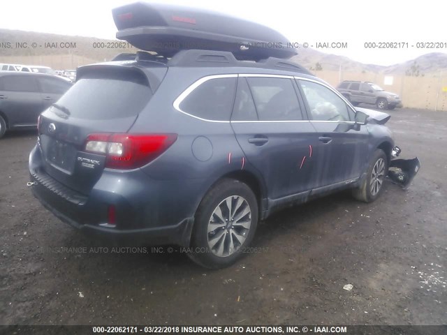 4S4BSANC8H3396776 - 2017 SUBARU OUTBACK 2.5I LIMITED BLUE photo 4