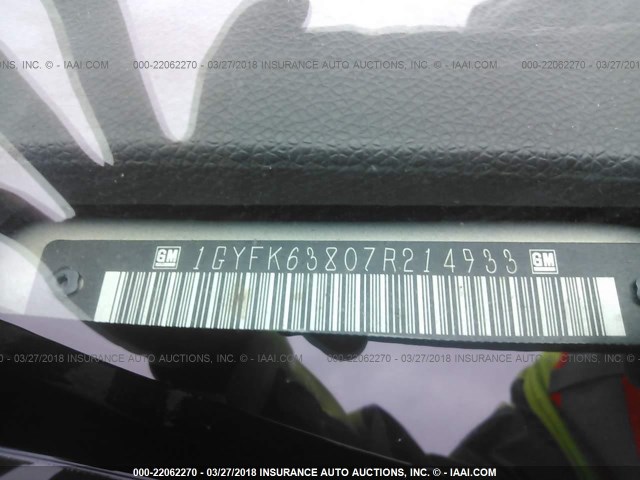 1GYFK63807R214933 - 2007 CADILLAC ESCALADE LUXURY ოქროსფერი ფოტო 9