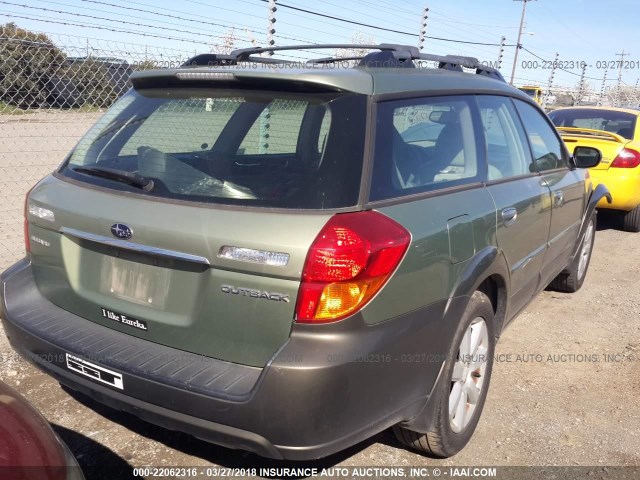 4S4BP62C067308764 - 2006 SUBARU LEGACY OUTBACK 2.5I LIMITED GREEN photo 4