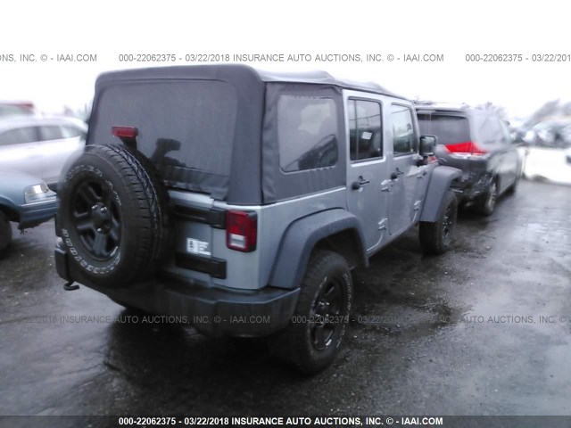 1C4BJWDG6GL342240 - 2016 JEEP WRANGLER UNLIMITE SPORT SILVER photo 4