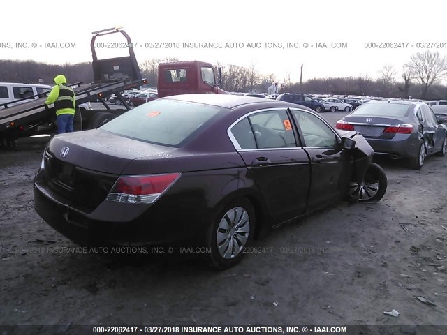 1HGCP26348A156197 - 2008 HONDA ACCORD LX MAROON photo 4