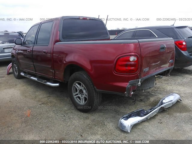 1FTRW07672KE01729 - 2002 FORD F150 SUPERCREW RED photo 3