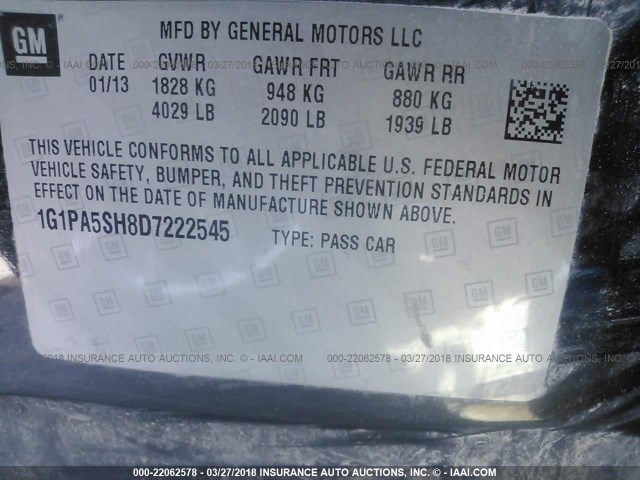 1G1PA5SH8D7222545 - 2013 CHEVROLET CRUZE LS BLACK photo 9