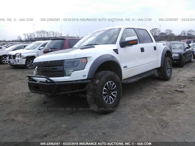 1FTFW1R61EFA81911 - 2014 FORD F150 SVT RAPTOR WHITE photo 2