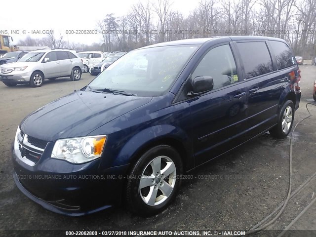 2C4RDGBG5DR609871 - 2013 DODGE GRAND CARAVAN SE BLUE photo 2