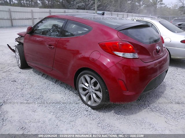 KMHTC6ADXDU167209 - 2013 HYUNDAI VELOSTER 红色 照片 3