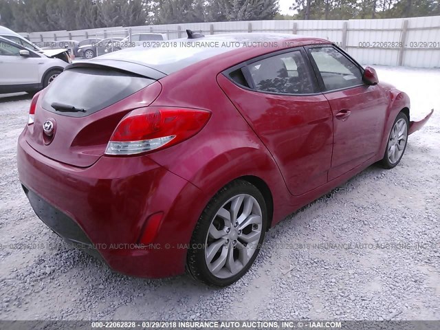 KMHTC6ADXDU167209 - 2013 HYUNDAI VELOSTER 红色 照片 4