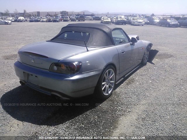 JHMAP21425S002873 - 2005 HONDA S2000 GRAY photo 4