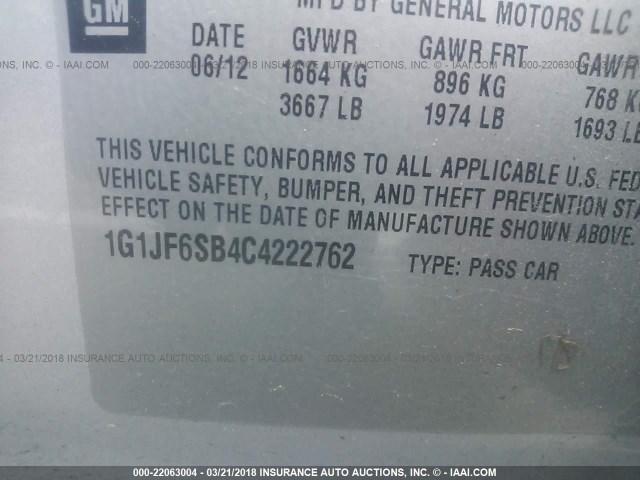 1G1JF6SB4C4222762 - 2012 CHEVROLET SONIC LTZ SILVER photo 9