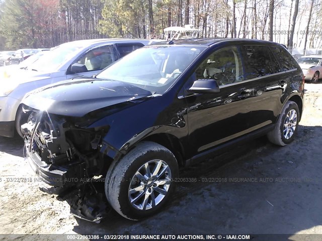 2FMDK4KC1DBA52506 - 2013 FORD EDGE LIMITED BLACK photo 2