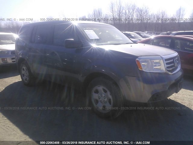 5FNYF4H26EB014170 - 2014 HONDA PILOT LX GRAY photo 1