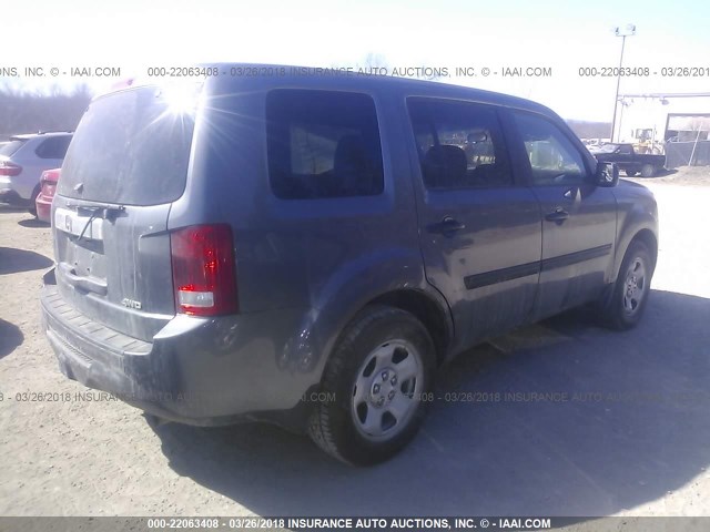 5FNYF4H26EB014170 - 2014 HONDA PILOT LX GRAY photo 4