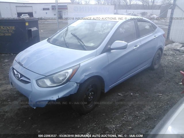 KMHCT4AE3DU460818 - 2013 HYUNDAI ACCENT GLS/GS Light Blue photo 2