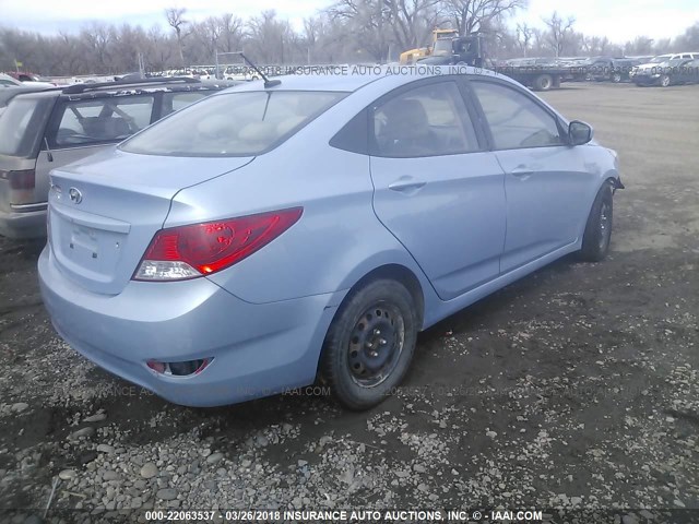 KMHCT4AE3DU460818 - 2013 HYUNDAI ACCENT GLS/GS Light Blue photo 4